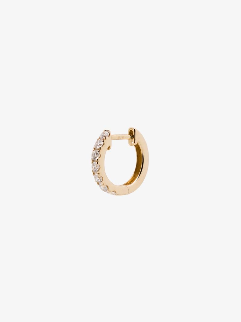 14k Yellow Gold Medium Chubby Diamond Hoop Earring