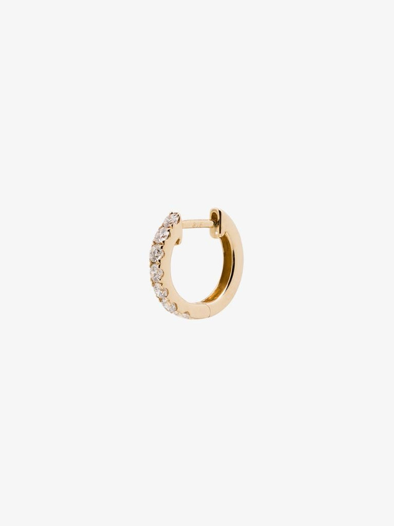 14k Yellow Gold Medium Chubby Diamond Hoop Earring