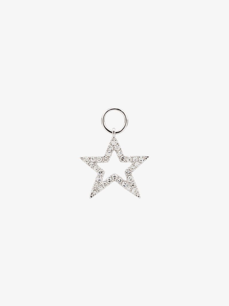 14k White Gold Diamond Star Charm
