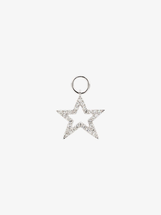 14k White Gold Diamond Star Charm