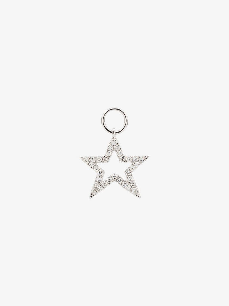 14k White Gold Diamond Star Charm