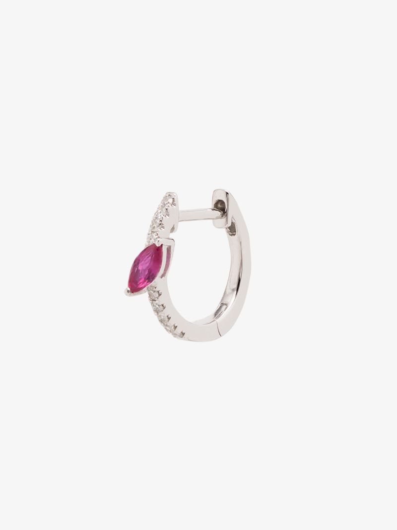 14k White Gold Diamond Sapphire Marquise Earring
