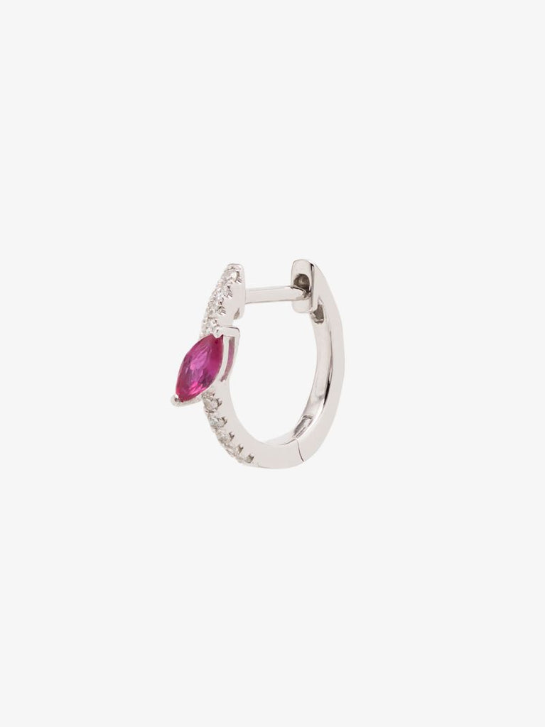 14k White Gold Diamond Sapphire Marquise Earring