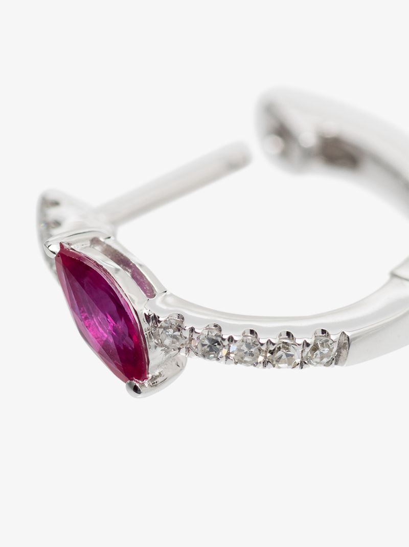 14k White Gold Diamond Sapphire Marquise Earring
