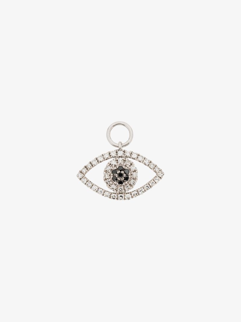 14k White Gold Evil Eye Diamond Charm
