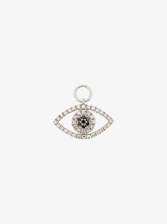 14k White Gold Evil Eye Diamond Charm