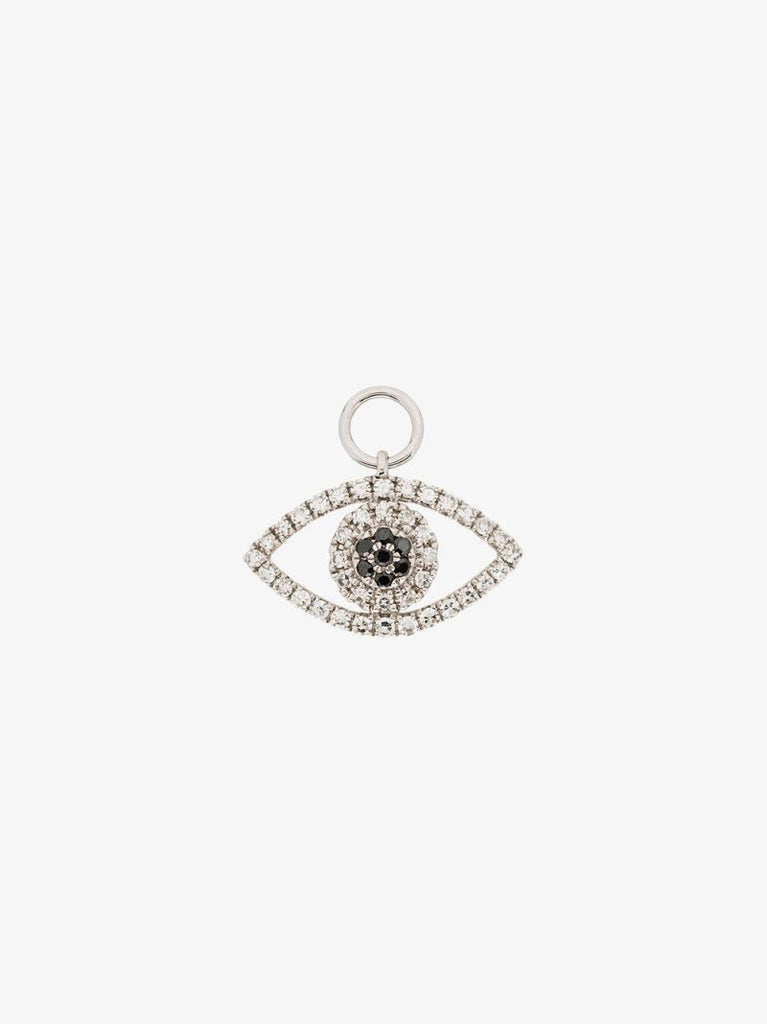 14k White Gold Evil Eye Diamond Charm