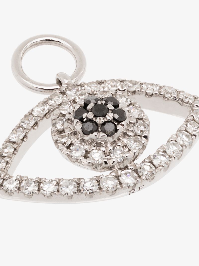 14k White Gold Evil Eye Diamond Charm