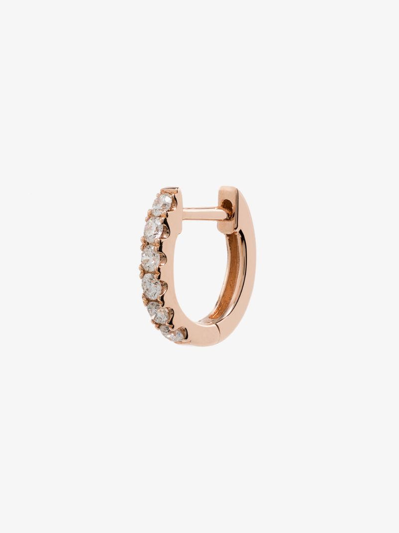 14k Rose Gold Small Chubby Diamond Huggie Earring
