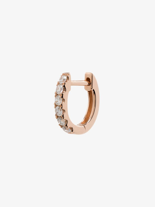 14k Rose Gold Small Chubby Diamond Huggie Earring