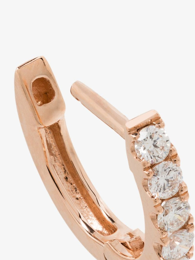 14k Rose Gold Small Chubby Diamond Huggie Earring