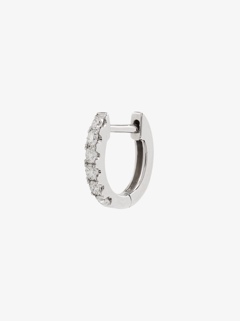 14k White Gold Small Chubby Diamond Huggie Earring