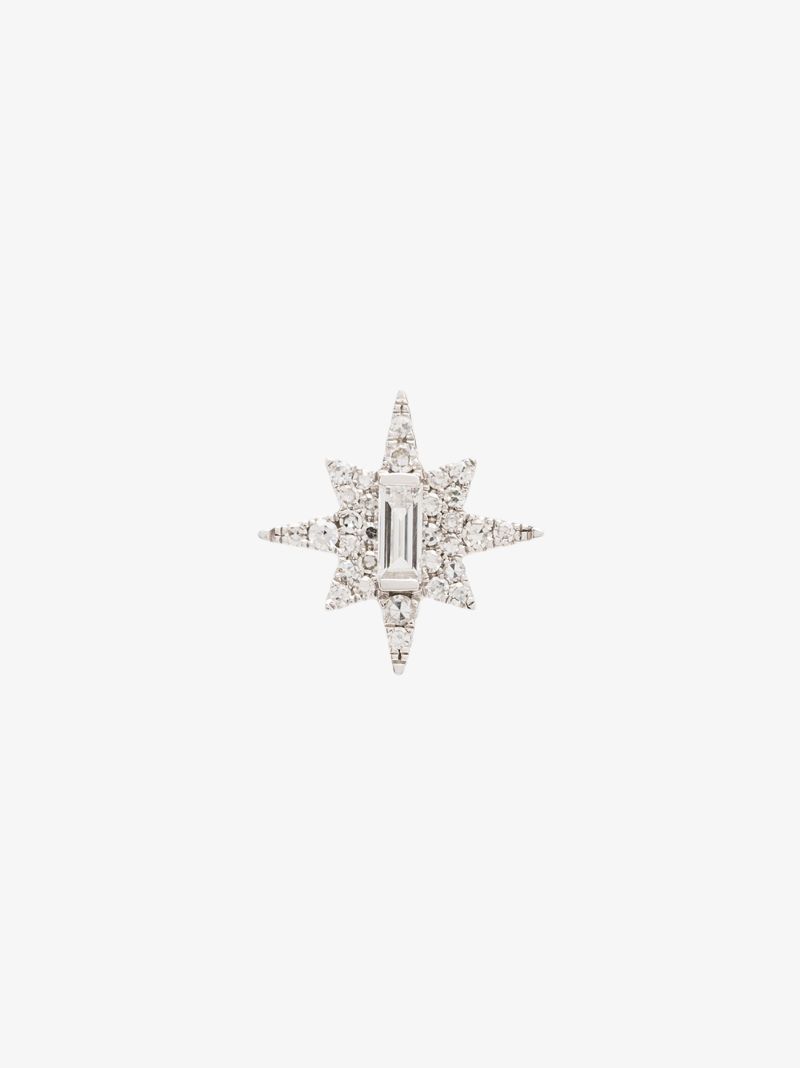 14k White Gold Becky's Diamond Star Stud Earring