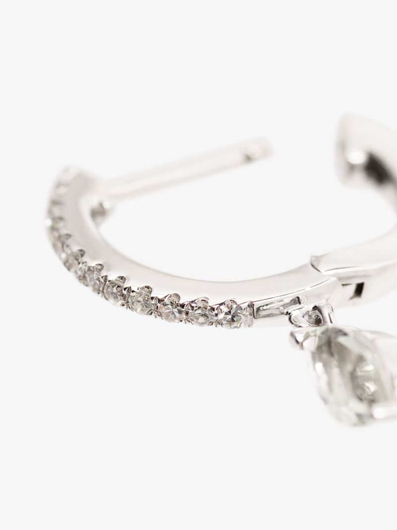 14k White Gold Amethyst Drop Diamond Hoop Earring