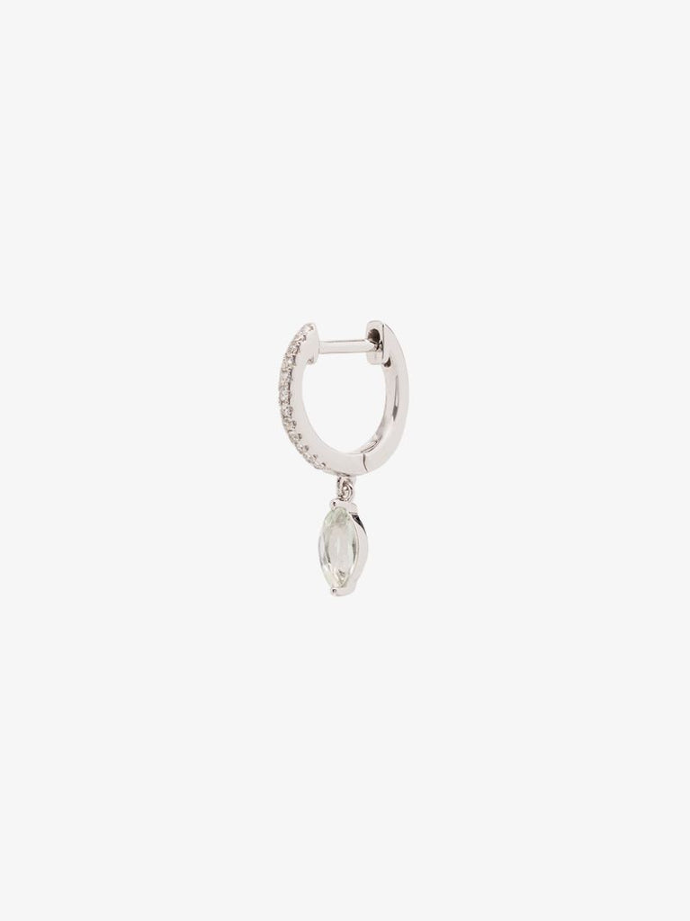 14k White Gold Amethyst Drop Diamond Hoop Earring