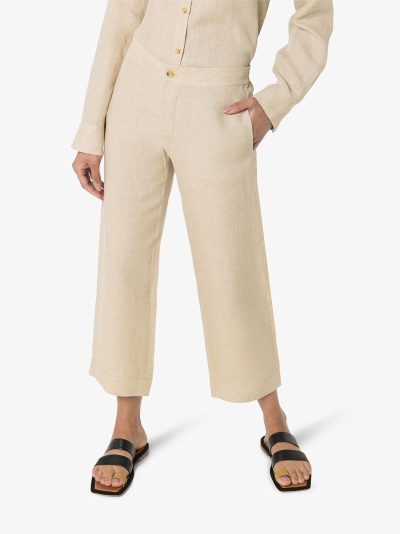 Neutral Antibes Linen Wide-leg Trousers