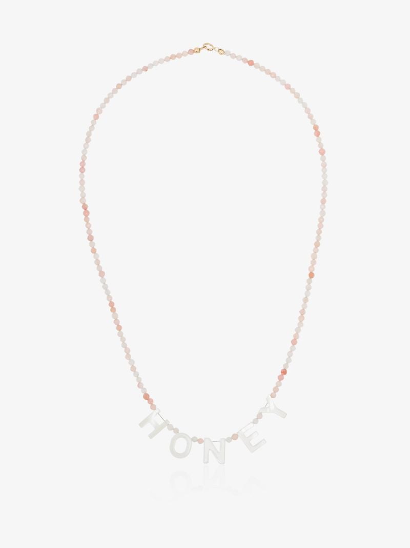 14k Yellow Gold Honey Beaded Opal Necklace