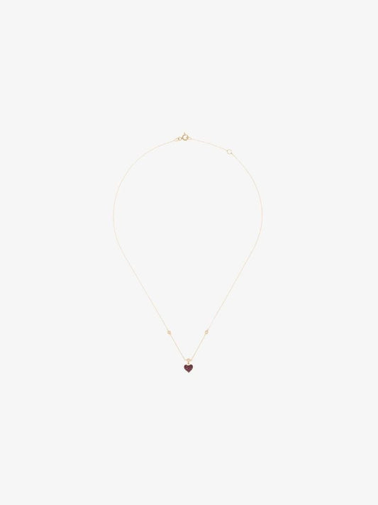14k Rose Gold Mini Heart Ruby and Diamond Necklace