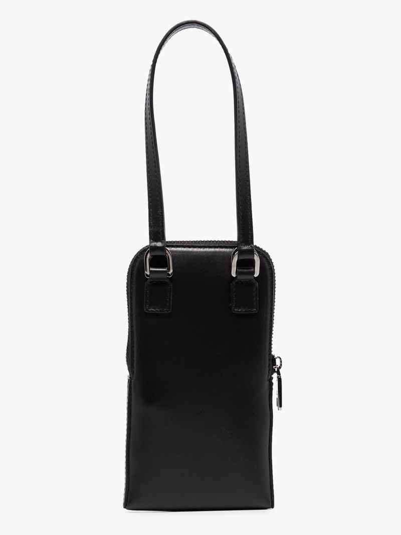 Black Embossed Logo Leather Smartphone Holder