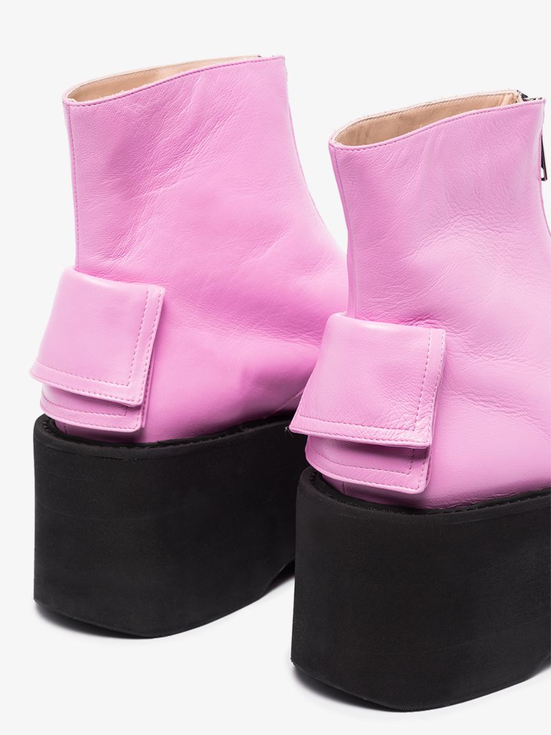 Pink 80 Zip Front Leather Platform Boots