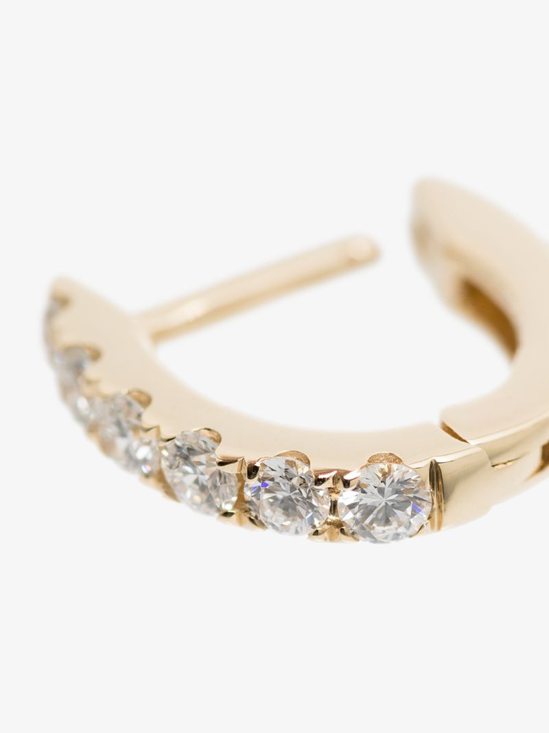 14k Yellow Gold Mini Chubby Diamond Hoop Earring