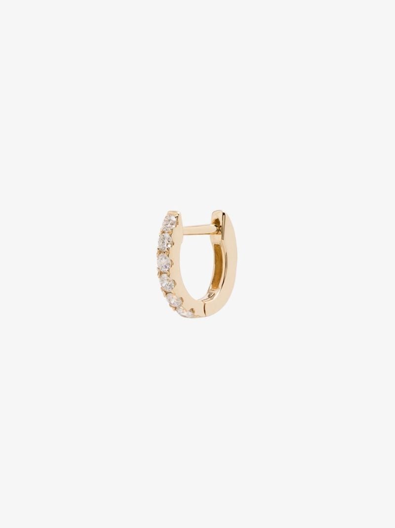 14k Yellow Gold Mini Chubby Diamond Hoop Earring