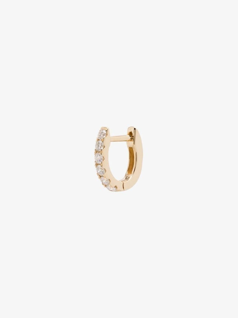 14k Yellow Gold Mini Chubby Diamond Hoop Earring