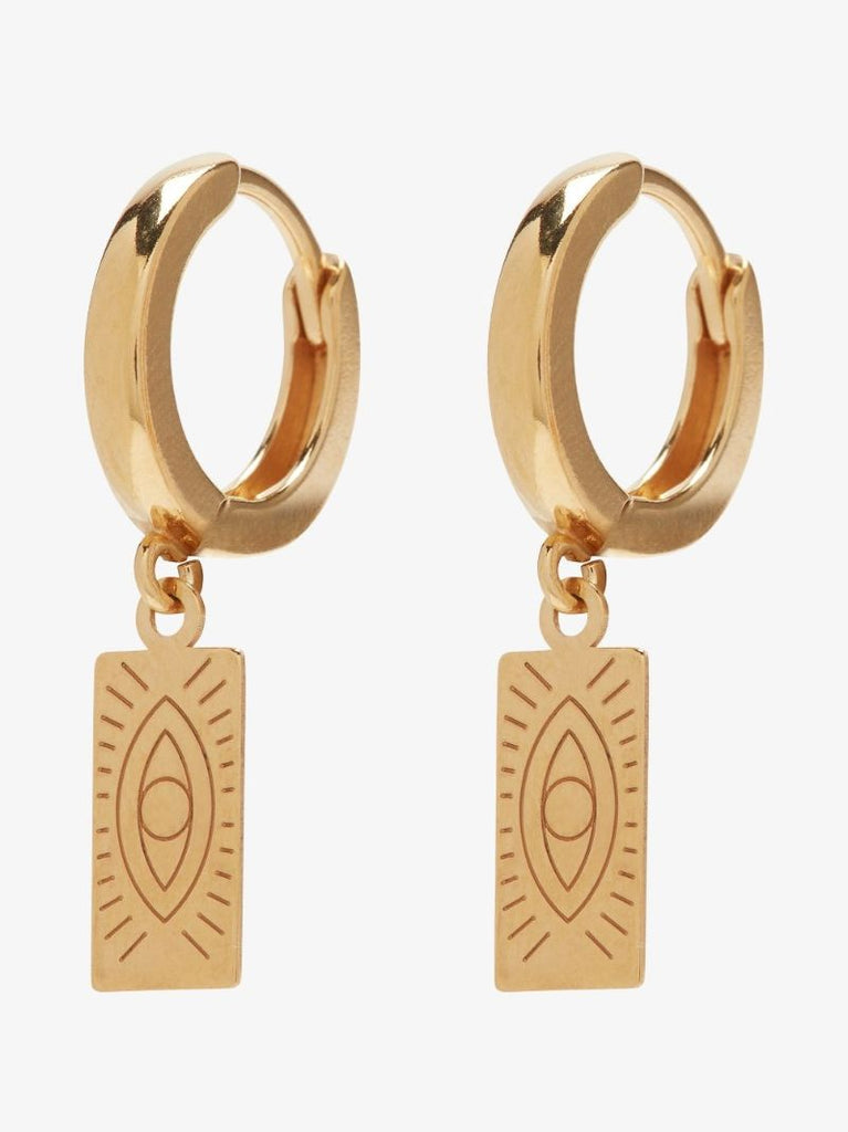 Gold-plated Delian Charm Huggie Earrings