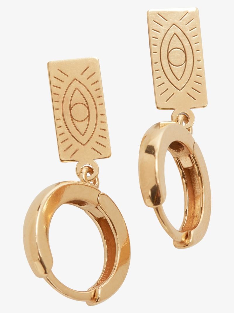 Gold-plated Delian Charm Huggie Earrings