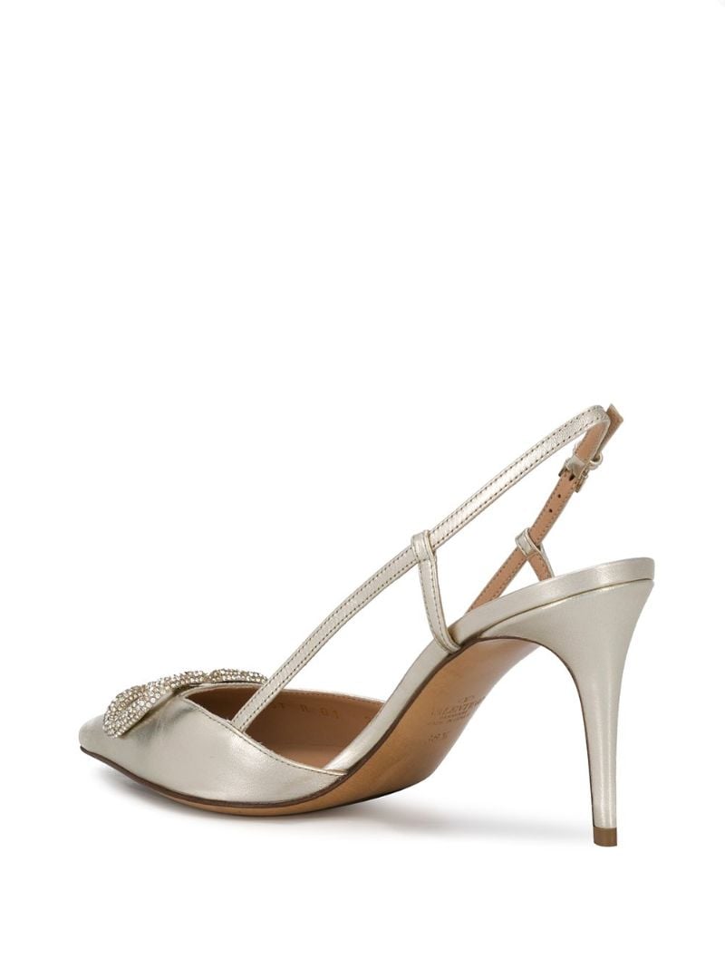 Silver-tone Vlogo Glow 80 Leather Pumps