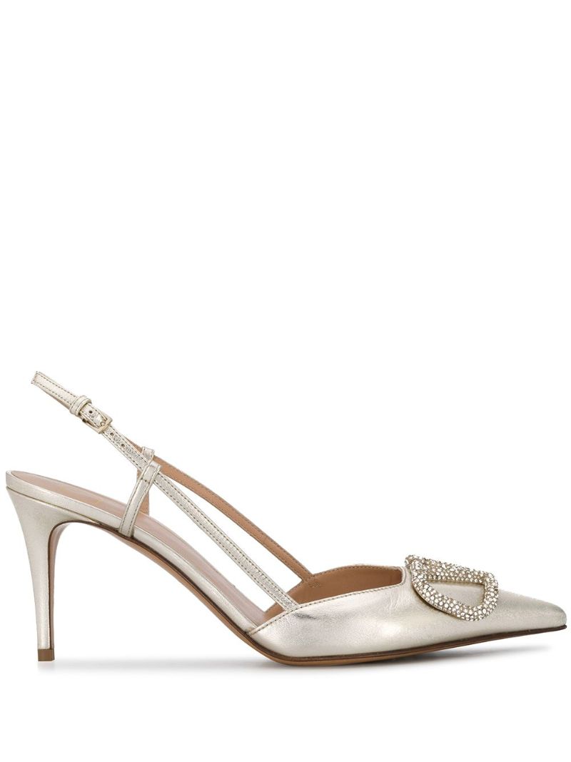 Silver-tone Vlogo Glow 80 Leather Pumps