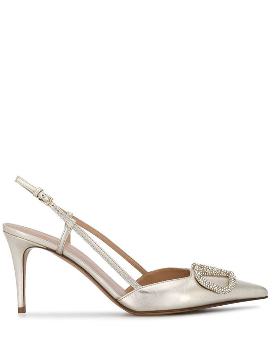 Silver-tone Vlogo Glow 80 Leather Pumps