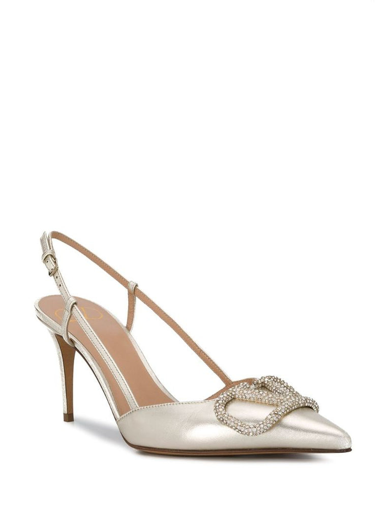 Silver-tone Vlogo Glow 80 Leather Pumps