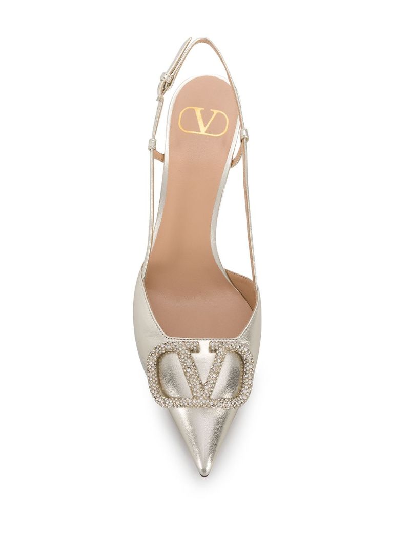 Silver-tone Vlogo Glow 80 Leather Pumps
