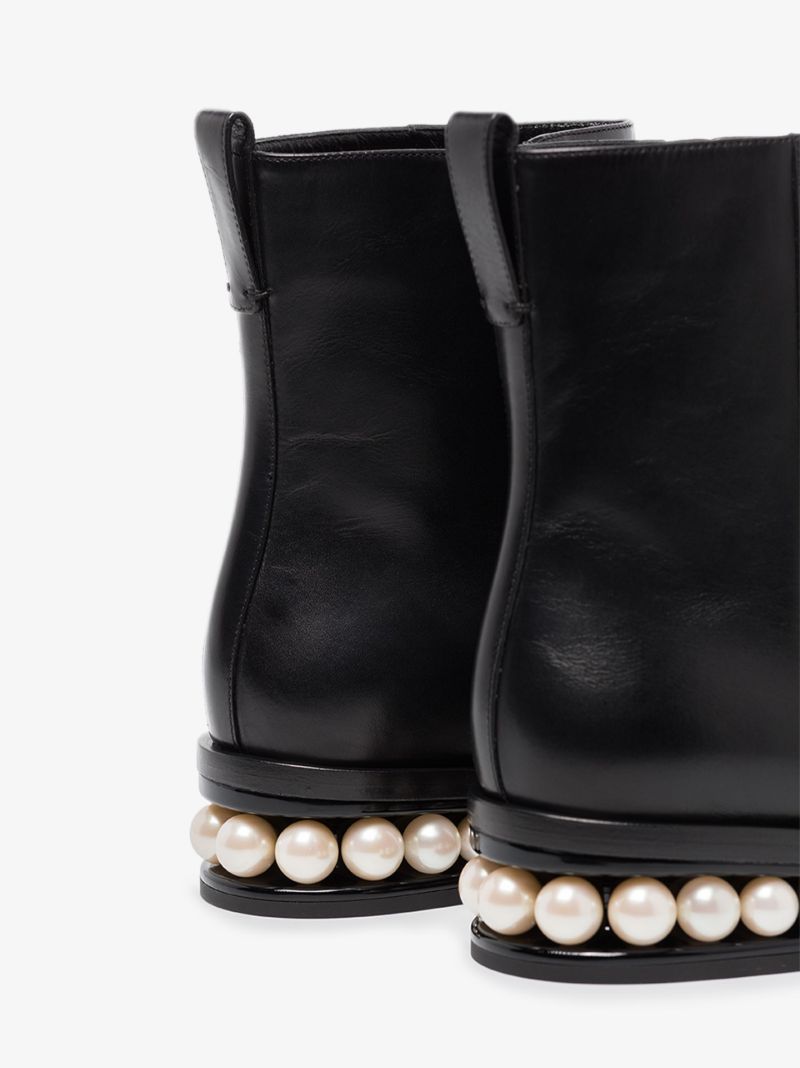Black Casati 30 Leather Pearl Heel Boots