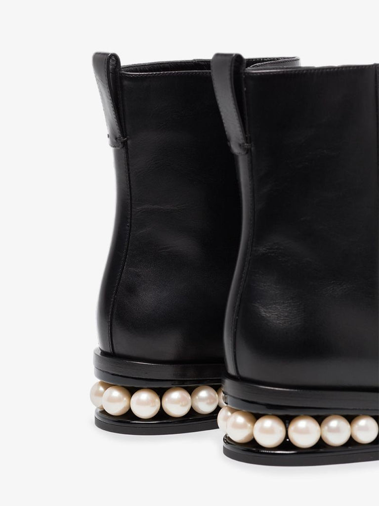 Black Casati 30 Leather Pearl Heel Boots