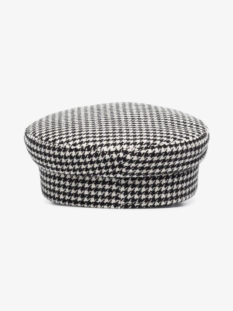 Black Houndstooth Baker Boy Hat