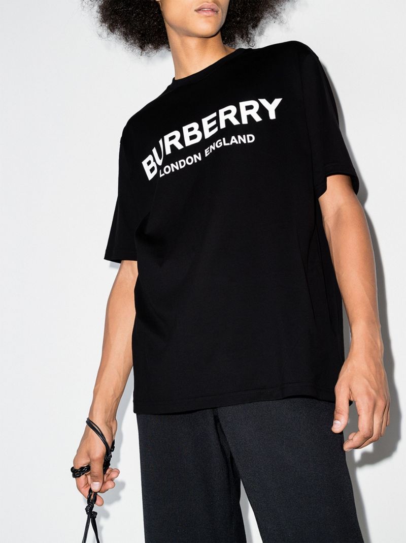 Black Logo Print Cotton T-shirt
