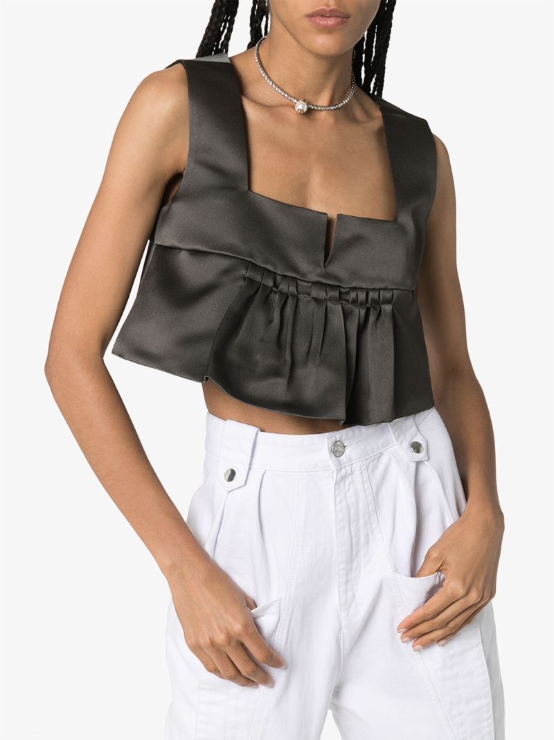 Flared Hem Silk Crop Top