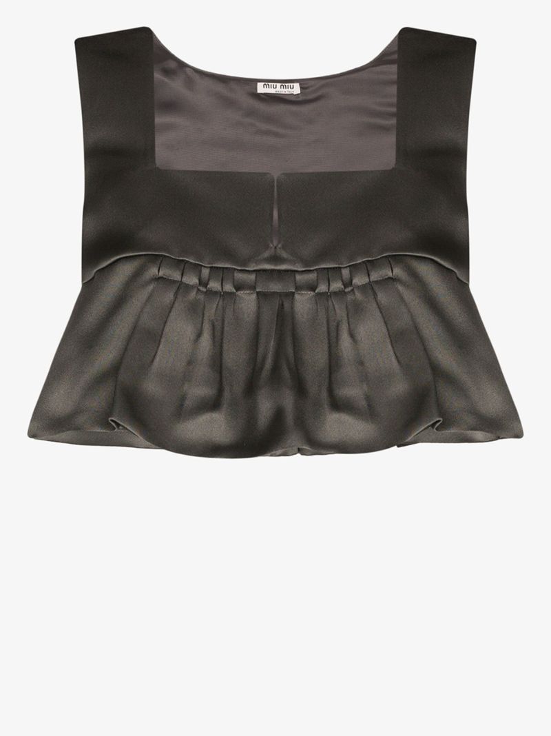Flared Hem Silk Crop Top