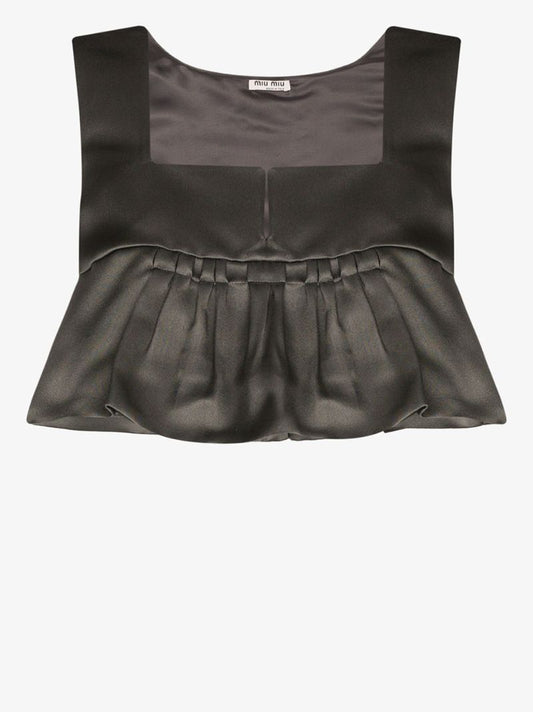 Flared Hem Silk Crop Top
