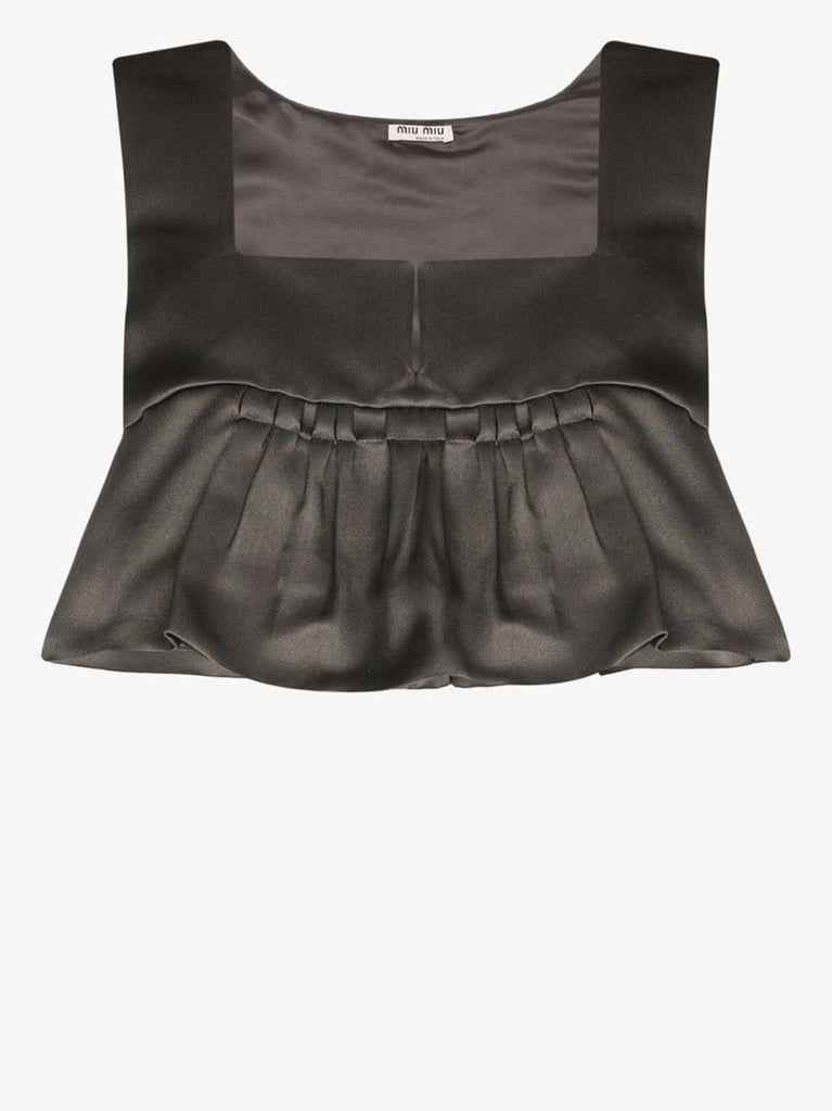 Flared Hem Silk Crop Top