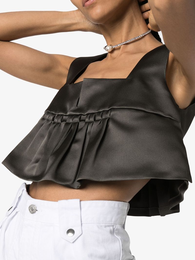 Flared Hem Silk Crop Top