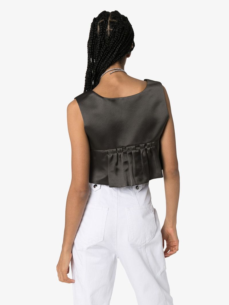 Flared Hem Silk Crop Top