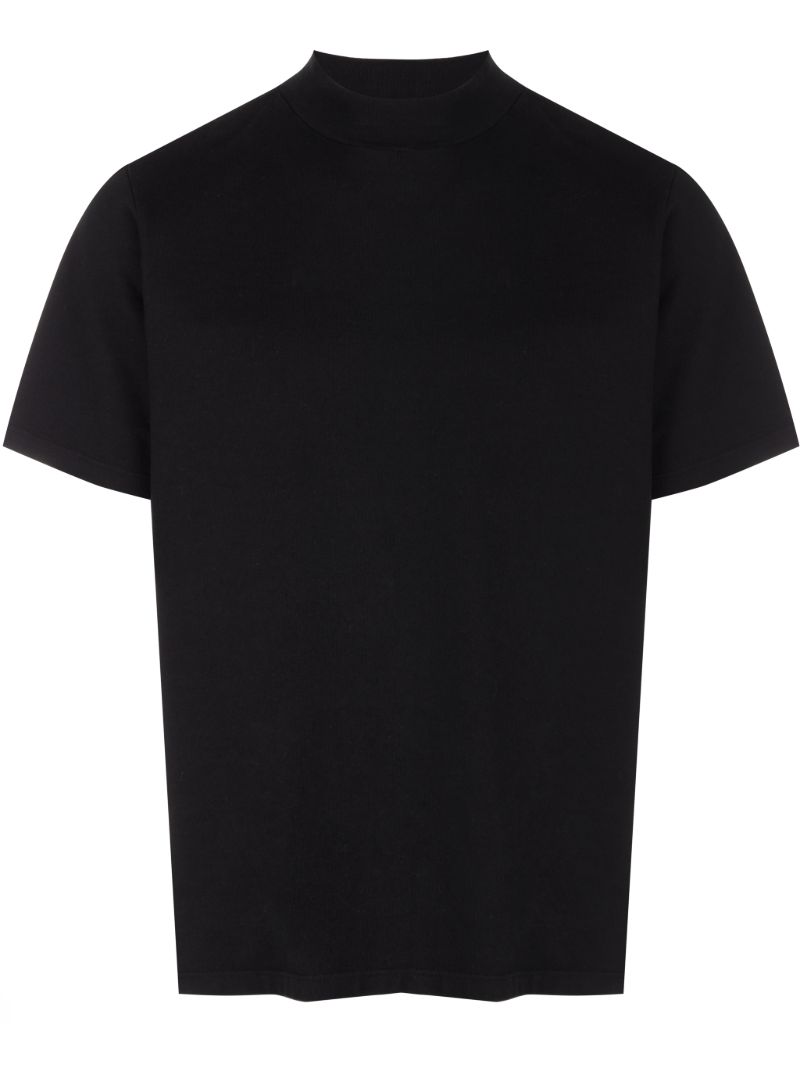 Black Mock Neck Cotton T-shirt