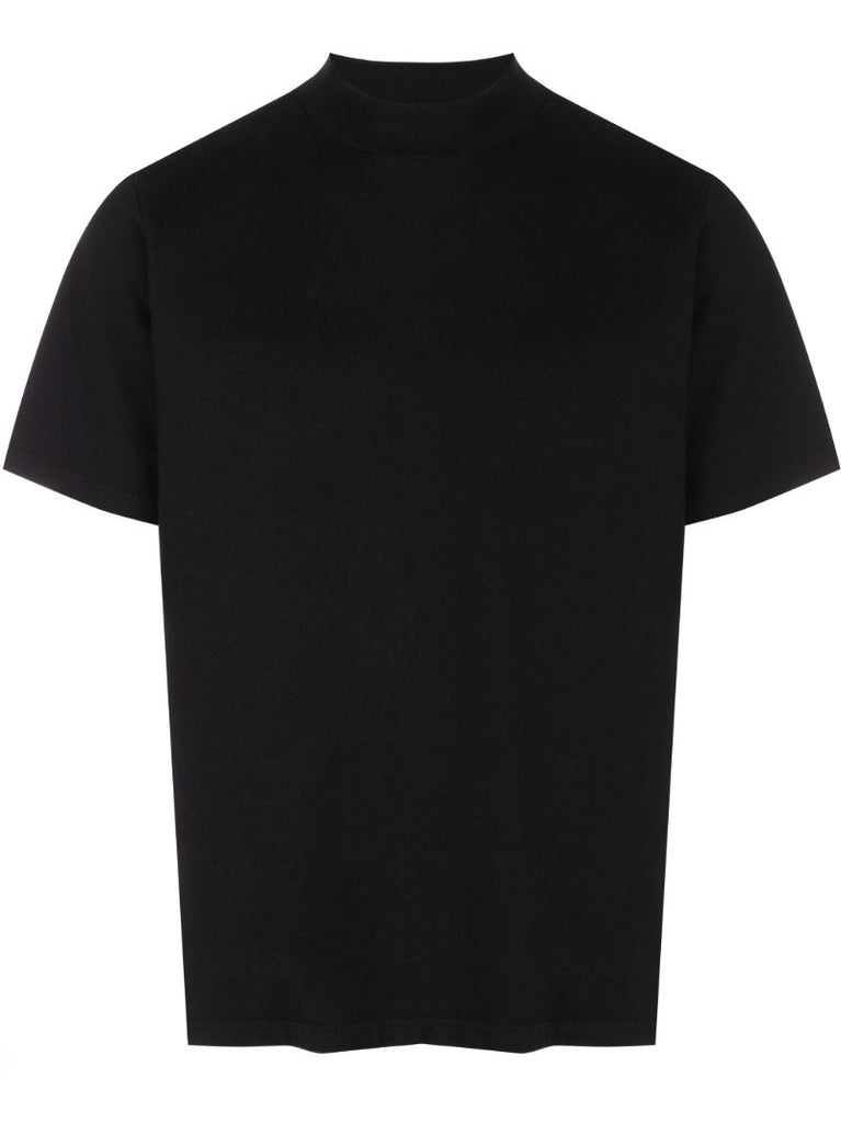 Black Mock Neck Cotton T-shirt