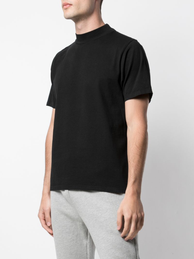 Black Mock Neck Cotton T-shirt