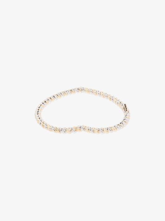 9k Yellow Gold and Sterling Silver Twisted Heart Bangle