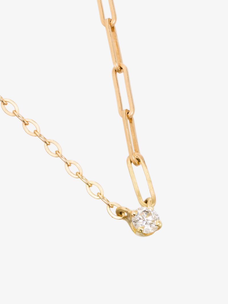 18k Yellow Gold Mixed Chain Diamond Necklace