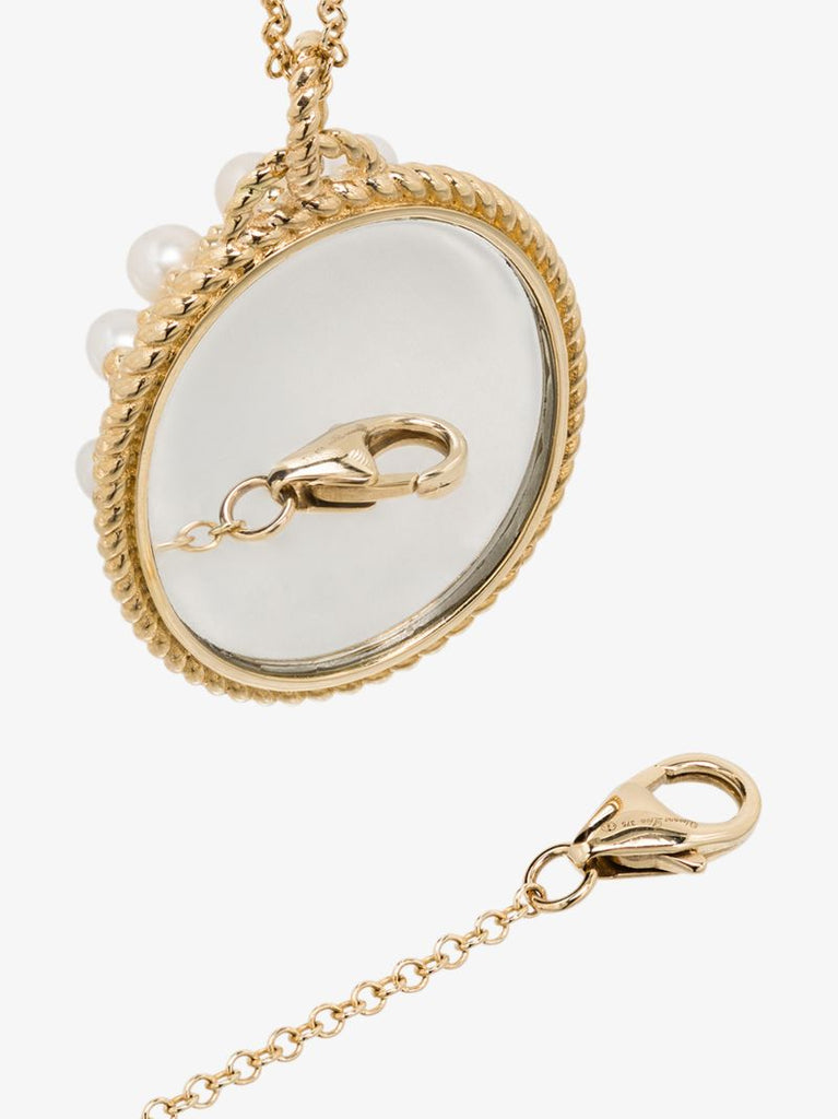9k Yellow Gold Pearl Mirror Pendant Necklace